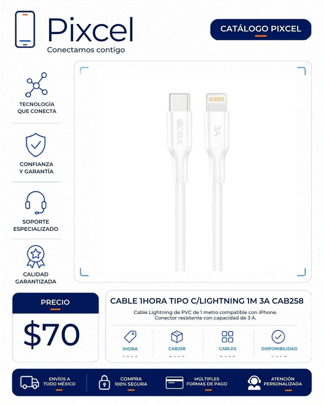 Cable Hoco tipo C a Lightning