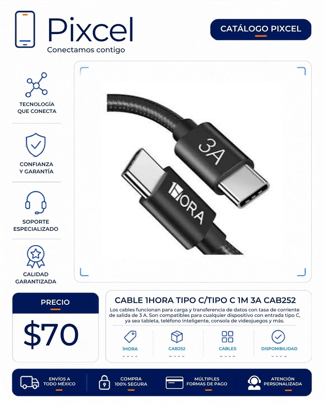 Cable Hoco tipo C a tipo C